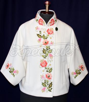 Вышитый кейп "Розовый цвет" фото