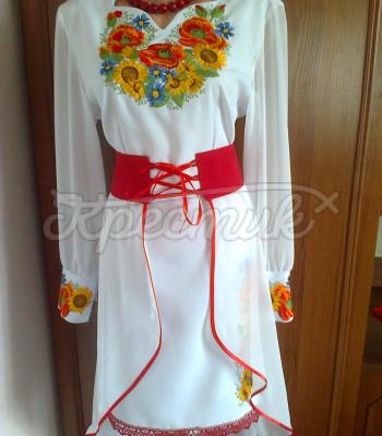 Женское вышитое платье "Феникс" фото