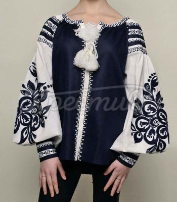 Стильная вышитая женская блузка Цветы фото