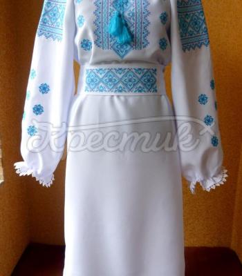 Украинское платье с вышивкой "аквамарин" купить