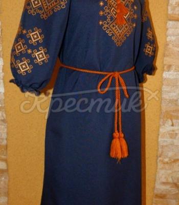 Вышитое женское платье "золото" заказать