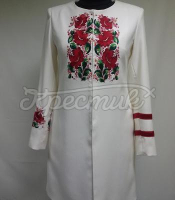 Вышитый белый женский тренч фото