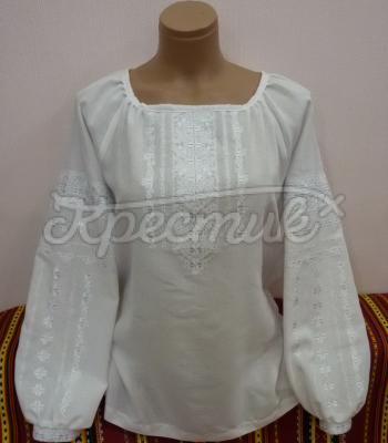 Женская вышиванка белым по белому "Геометрия" фото Крестик Киев