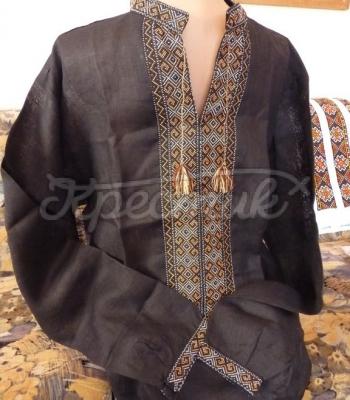 Черная мужская вышиванка ручной работы