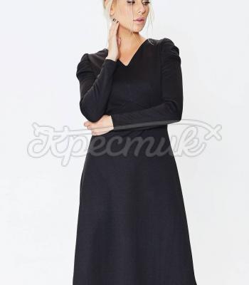 Черное классическое платье с трикотажа фото