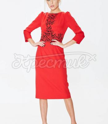 Платье из костюмной ткани с принтом фото