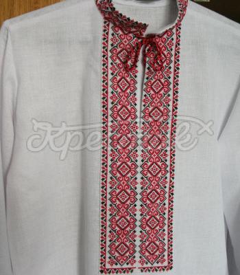 Вышиванка мужская с красной вышивкой купить