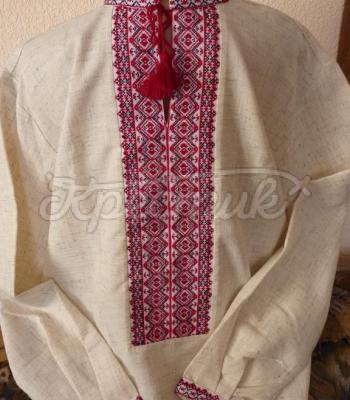 Мужская вышиванка ручной работы на льне купить Киев