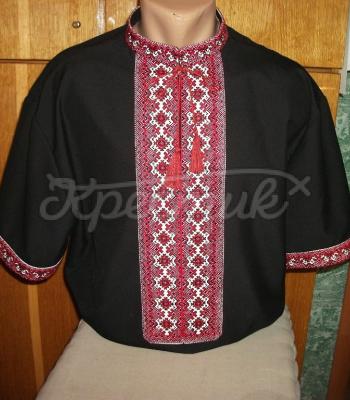 Мужская вышиванка с коротким рукавом "Красная сварга"