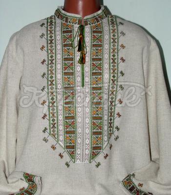Вышитая мужская рубашка "Зеленое поле" заказать