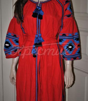 Красное платье вышиванка бохо "Гиана" фото