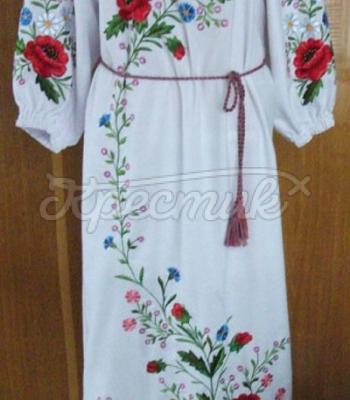 Уркаинское длинное платье с ручной вышивкой