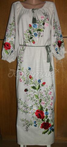 Платье лен с вышивкой