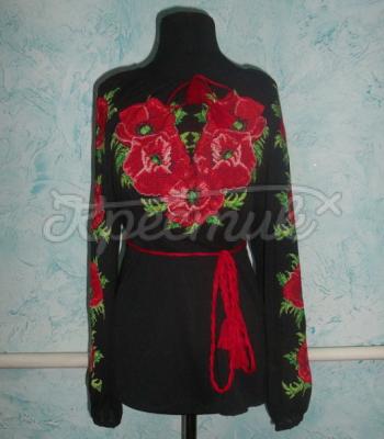 Женская вышиванка  "Маковое изобилие" фото