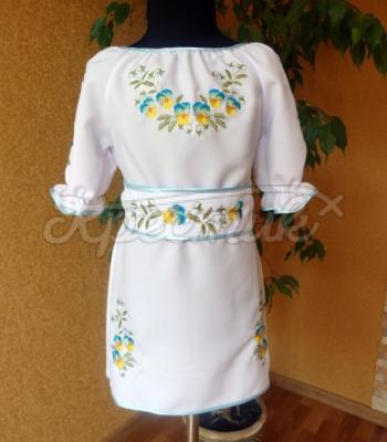 Вышитая туника "Сине-желтые бархатцы" фото