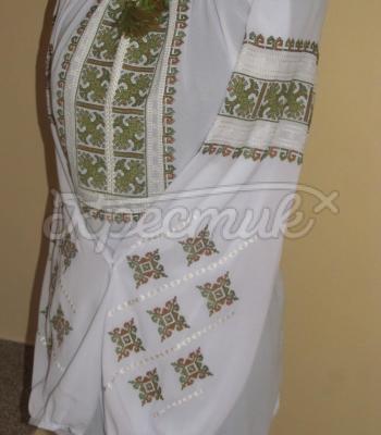 Блузка с вышивкой на шифоне Сочная зелень фото