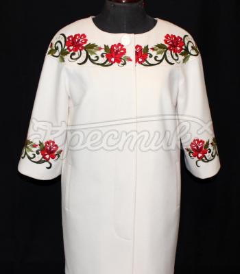 Женское кашемировое пальто "Цветочное ожерелье" ручная работа