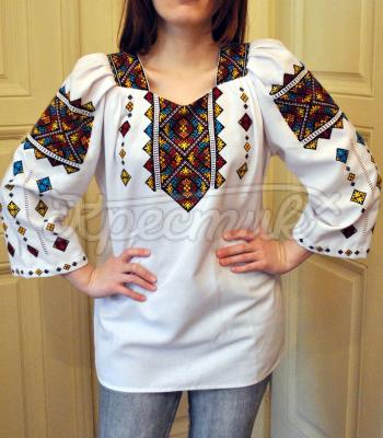 Женская вышиванка "Калейдоскоп низинки" Крестик Киев