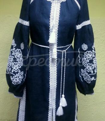 Вышитое женское платье в бохо стиле "Ночь" фото