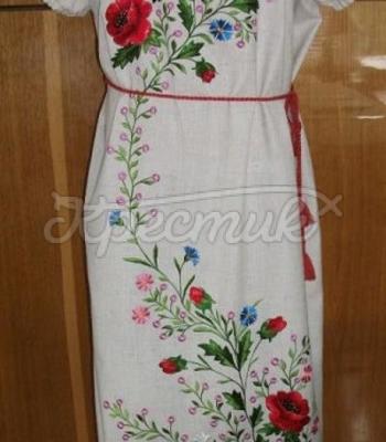 Женское вышитое платье " Маковый цвет"купить