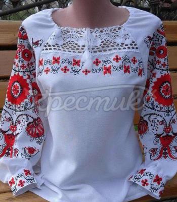 Нежная вышиванка с тончайшим хлопковым кружевом под заказ