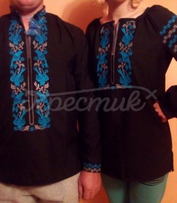 Парные вышиванки "Синие птицы" купить