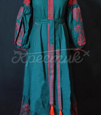 Женское вышитое макси платье "Лесная нимфа" фото