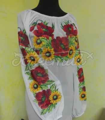Украинская вышиванка "Маки и подсолнухи" фото