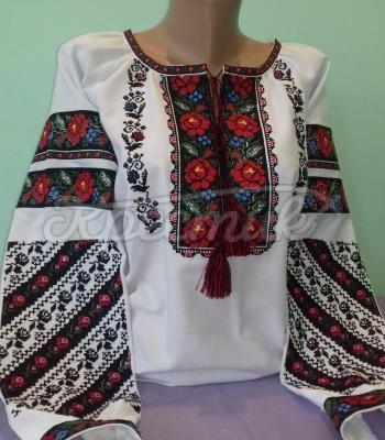 Женская борщевская вышиванка " Радужная роза" фото