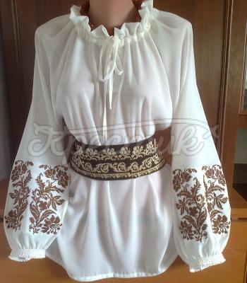 Женская вышиванка на шифоне "Шоколадка" фото Крестик Киев
