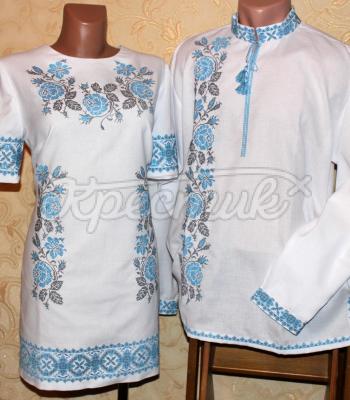 Вышиванки парные "Голубая ружа" фото