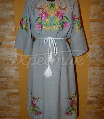 Вышитое украинское платье "Поле льна" купить