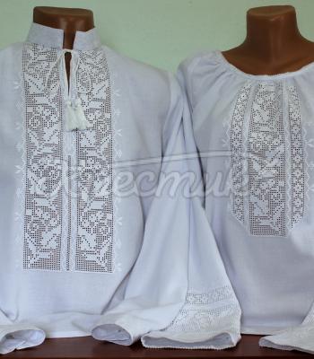 Парные вышитые рубашки "У зимнего пруда" фото